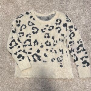 Cozy Leopard Print Sweater in Cream and Black